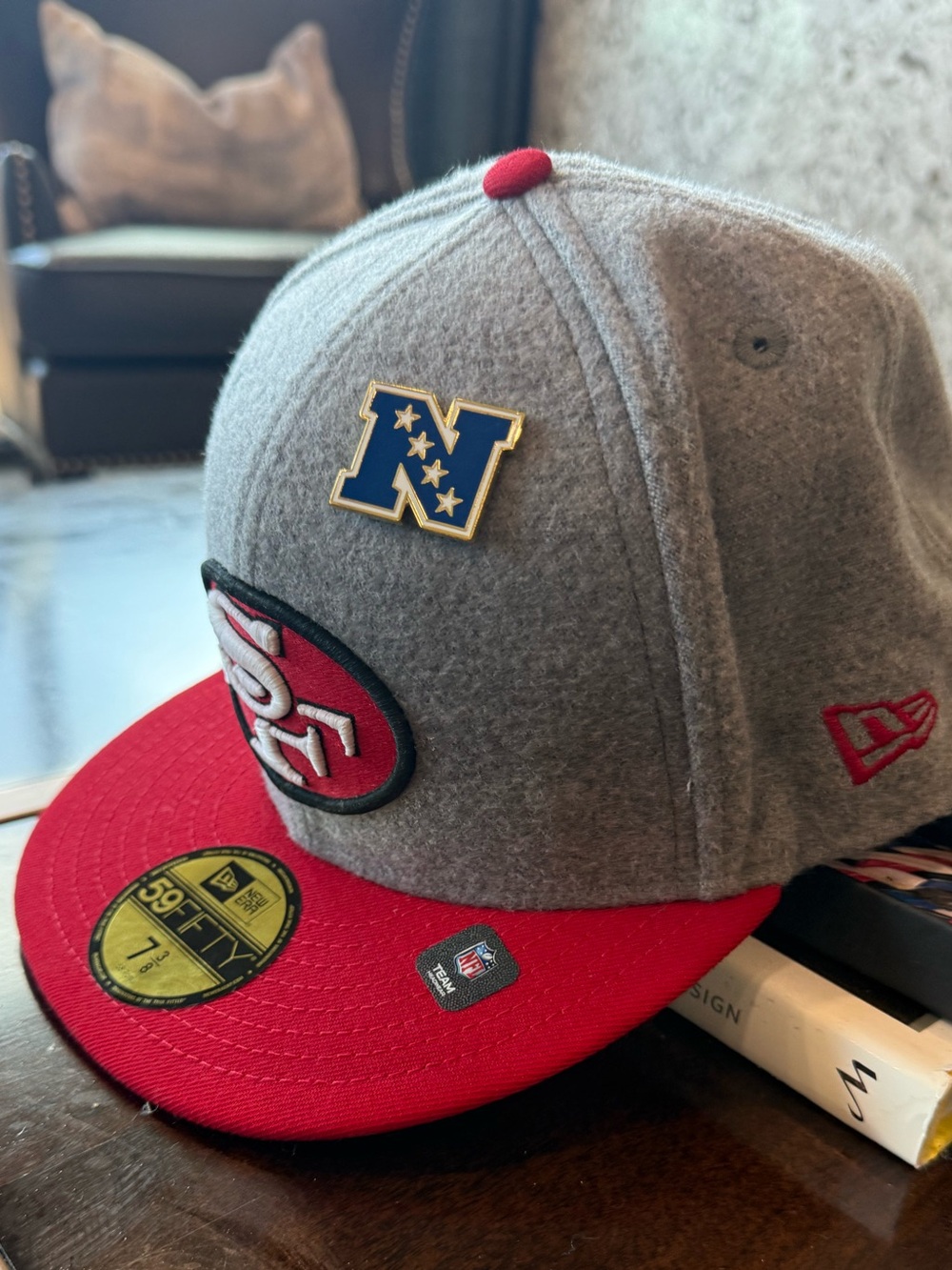 New Era San Francisco 49ers Gray and Red 59FIFTY Fitted Hat. 7 3/8 - Picture 3 of 8